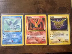 Pokemon Fossil Legendary Birds Set Moltres Zapdos Articuno LP–NM Non-Holo - Image 1