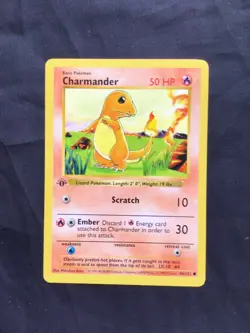 Pokemon Cards: Base Set 1st Edition Common: Charmander 46/102 - Image 1