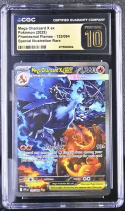 Mega Charizard X ex 125/094 Me02: Phantasmal Flames Holo CGC 10 PRISTINE - Image 1