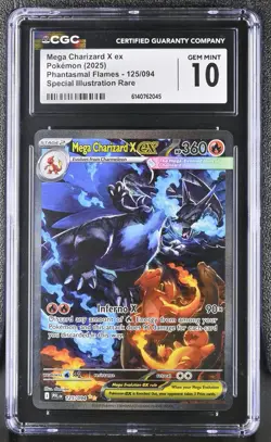 Mega Charizard X ex 125/094 Me02: Phantasmal Flames Holo CGC 10 Gem Mint - Image 1