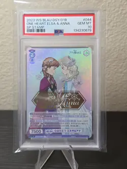2023 WEISS SCHWARZ BLAU DISNEY CHARACTERS SP STAMP ONE HEART ELSA & ANNA PSA 10 - Image 1