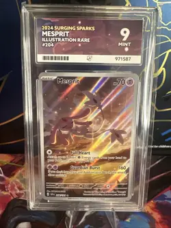Mesprit 204/191 Ace 9 Surging Sparks Pokemon Card Graded Illustration Rare ENG - Image 1