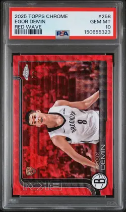 2025 TOPPS CHROME RED WAVE #258 EGOR DEMIN 2/5 PSA 10 - Image 1