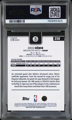 2025 TOPPS CHROME RED WAVE #258 EGOR DEMIN 2/5 PSA 10 - Image 2
