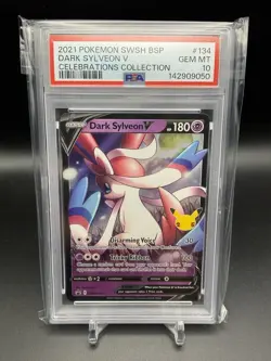 2021 POKEMON SWSH BLACK STAR PROMO CELEBRATIONS COLLECTION DARK SYLVEON V PSA 10 - Image 1