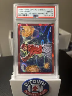 2025 Topps Cosmic Chrome James Wood Stars in the Night Red Refractor #/5 PSA 10 - Image 2