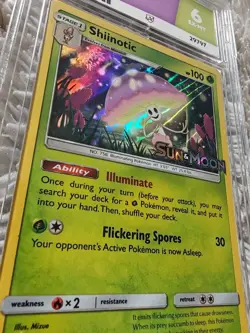 #SM10 POKEMON card BLACK STAR SHIINOTIC-HOLO PROMO S&M PRERE CARD graded ace 6 - Image 2