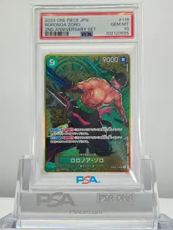 PSA10 One Piece Card Roronoa Zoro 2nd Anniversary Set OP06-118 SEC Japanese - Image 1