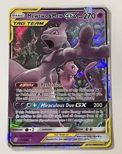 Mewtwo & Mew GX 71/236 Unified Minds Ultra Rare Holo TAG TEAM Pokemon Card - Image 1