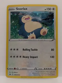 Pokemon Snorlax Black Star Promo SWSH032 Holo Card Moderate Condition - Image 2