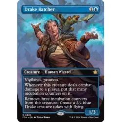 DRAKE HATCHER (BORDERLESS) X4 Foundations FDN Magic MTG MINT CARD - Image 1