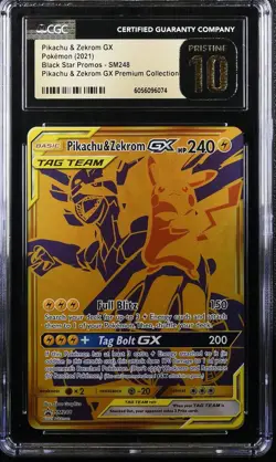 CGC 10 Pristine Pikachu & Zekrom GX Gold SM248 Black Star Promo Pokemon Card - Image 1