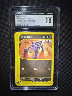 CGC 10 GEM MINT Pokemon 2002 Houndour 113/165 Expedition Card - Image 1