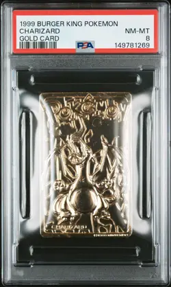 1999 BURGER KING POKEMON GOLD CARDS CHARIZARD PSA 8 - Image 1