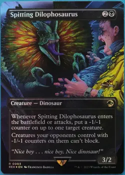 Spitting Dilophosaurus FOIL Jurassic World NM Black Rare CARD (514988) ABUGames - Image 1