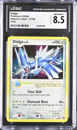 CGC 8.5 NM/MINT+ Dialga 4/100 Majestic Dawn Holo Pokemon Card - Image 1