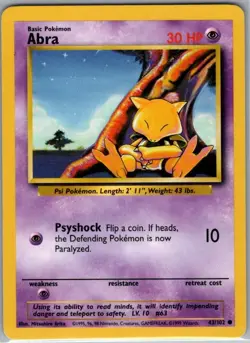 Abra 43/102 Non Holo Base Set - Pokemon Card - NM - Image 1