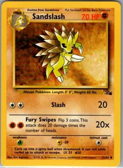 Sandslash 41/62 Non Holo Fossil - Pokemon Card - NM - Image 1