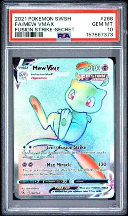 PSA 10 Mew Vmax 268/264 Pokemon Fusion Strike Secret Rare Rainbow Card - Image 1