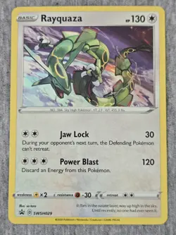 Pokemon TCG SWSH029 Rayquaza Holographic Card - Image 1