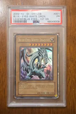 Yu-Gi-Oh Blue Eyes White Dragon LOB-001 1st Edition PSA 1 Trading Card *POP 40* - Image 1