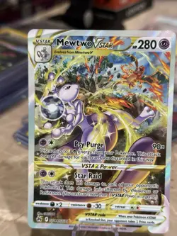 Mewtwo VStar GG44/GG70 Crown Zenith Alternate Art Pokemon Card FA 2023 NM - Image 3