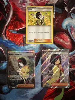 Pokemon Erika Card Lot x3 Full Art Erika’s Invitation 151 Vintage Trainer NM - Image 1