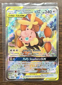 Mega Lopunny & Jigglypuff GX (Alternate Full Art) 226/236 Sm-Cosmic Eclipse Holo - Image 1