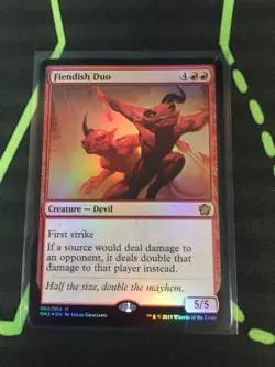 MTG Magic The Gathering Fiendish Duo Foil Mythic Red Devil Double Damage - Image 1