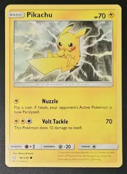 Pikachu 66/236 2019 Pokemon Cosmic Eclipse Common Card - Image 1
