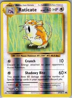 Raticate 67/108 Reverse Holo XY - Evolutions - Pokemon Card - NM - Image 1
