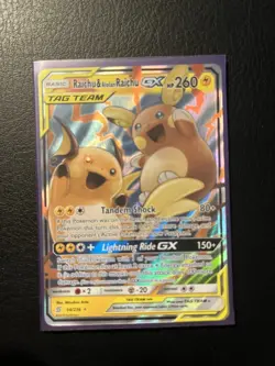 Pokemon GX Tag Team Raichu and Alolan Raichu Card Unified Minds 54/236 - Image 1