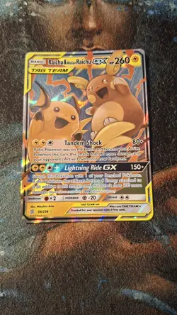 Pokemon GX Tag Team Raichu and Alolan Raichu Card Unified Minds 54/236 - Image 1