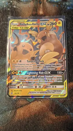 Pokemon GX Tag Team Raichu and Alolan Raichu Card Unified Minds 54/236 - Image 2