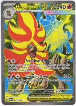 Pokemon Mega Pyroar EX 099/086 Chaos Rising Ultra Rare Near Mint - Image 1