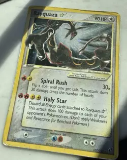 Pokemon TCG Rayquaza Gold Star Deoxys Card 107/107 Raw, Played - Image 1