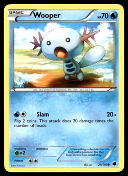 Wooper Plasma Freeze Common 21/116 2013 Pokemon TCG - Image 1