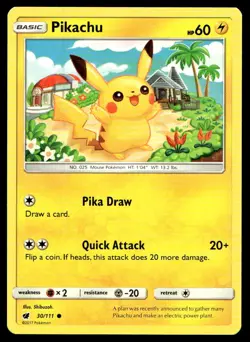 Pikachu SM - Crimson Invasion Common 30/111 2017 Pokemon TCG - Image 1