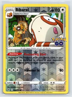 Bibarel 060/078 Common Pokemon GO Pokemon Reverse Holo Near Mint - Image 1
