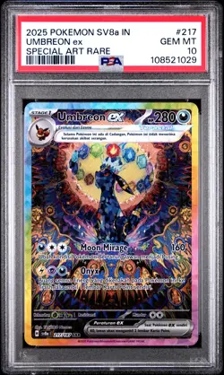 2025 POKEMON INDONESIAN SV8A I-TERASTAL FEST EX #217 UMBREON EX PSA 10 - Image 1