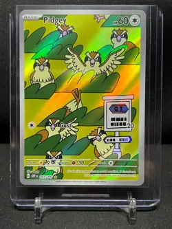 Pidgey 207/197 IR Illustration Rare Holo Pokemon 2023 Obsidian Flames NM - Image 1