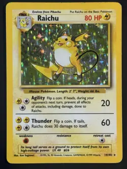 Pokemon Raichu 14/102 Holo Unlimited Base Set - HP - Image 1
