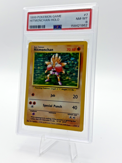 1999 POKEMON GAME BASE SET HITMONCHAN-HOLO #7 PSA 8 - Image 1