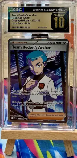 CGC 10 PRISTINE Team Rocket's Archer 223/182 Destined Rivals Holo POKEMON - Image 1