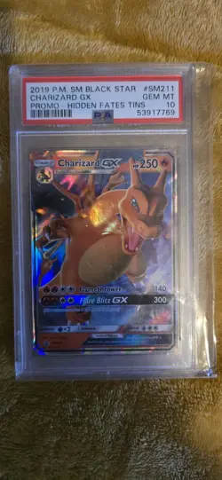 Pokemon TCG Charizard GX Black Star Promo Tin Hidden Fates SM211 PSA10 - Image 1