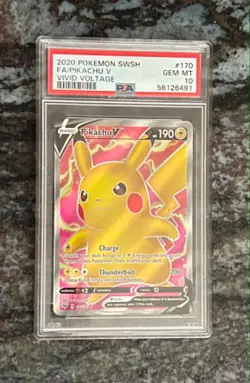 Pikachu V 170/185 Full Art | PSA 10 | Vivid Voltage 2020 | Pokemon TCG - Image 1