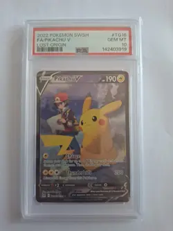 Pokemon TCG Pikachu V Full Art - Lost Origin TG16/TG30 - PSA Gem Mint 10 - Image 1