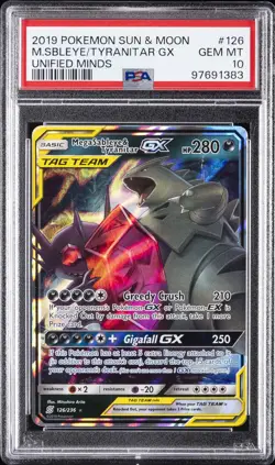 2019 POKEMON SUN & MOON UNIFIED MINDS #126 MEGA SABLEYE & TYRANITAR GX PSA 10 - Image 1