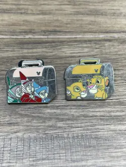 Lot Of 2 2008 Disney LunchBox Pin Sleeping Beauty Fairies Lion King KG JD - Image 1