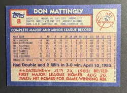 1984 Topps - Don Mattingly #8 (RC) - EX Condition - Image 2